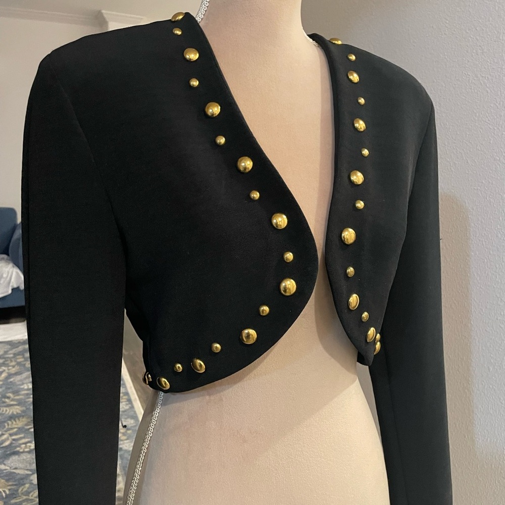 AJB Black Bolero with Gold Studs